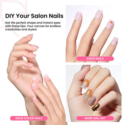Beetles Tipex Gel Nail Kit Extra Short Square — 224 Tips, Glue & Mini UV Lamp