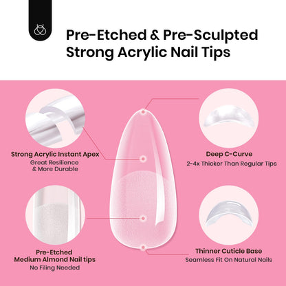 Beetles Tipex Gel Nail Kit – 224 Pre-Built Tips, 16 Sizes, Mini UV Lamp & Glue