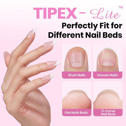 Beetles Tipex Lite Apex Nail Tips Almond Medium | 512pcs, 16 Sizes, Pre-Built & Pre-Etched