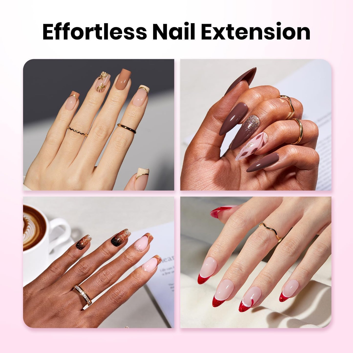 Beetles Tipex Lite Apex Nail Tips – Coffin Short, 256pcs, 16 Sizes, Pre-Built Apex