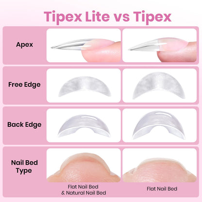 Beetles Tipex Lite Apex Nail Tips Almond Medium | 256pcs, 16 Sizes, Pre-Built Apex