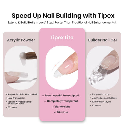 Beetles Tipex Lite Apex Nail Tips Almond Medium | 256pcs, 16 Sizes, Pre-Built Apex
