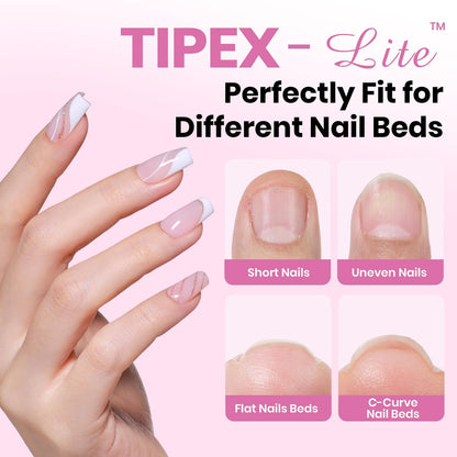 Beetles Tipex Lite Apex Nail Tips – Coffin Short, 512pcs, 16 Sizes | Pre-Built, Pre-Etched for Flat Nails & Natural C-Curves