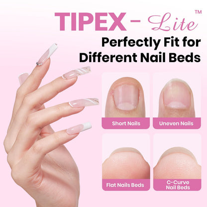 Beetles Tipex Lite Apex Nail Tips – Square Long, 512pcs, 16 Sizes, Pre-Built & Pre-Etched