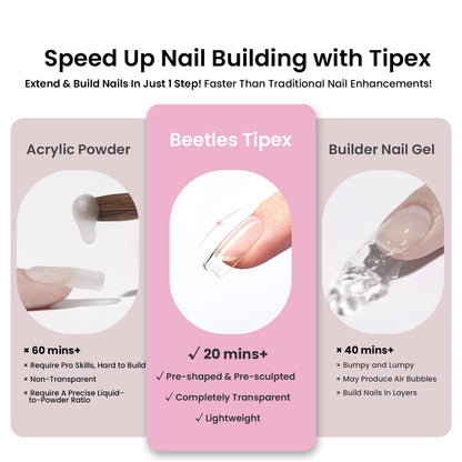 Beetles Tipex Lite Apex Nail Tips – Square Short, 512pcs, Pre-Etched & Pre-Built
