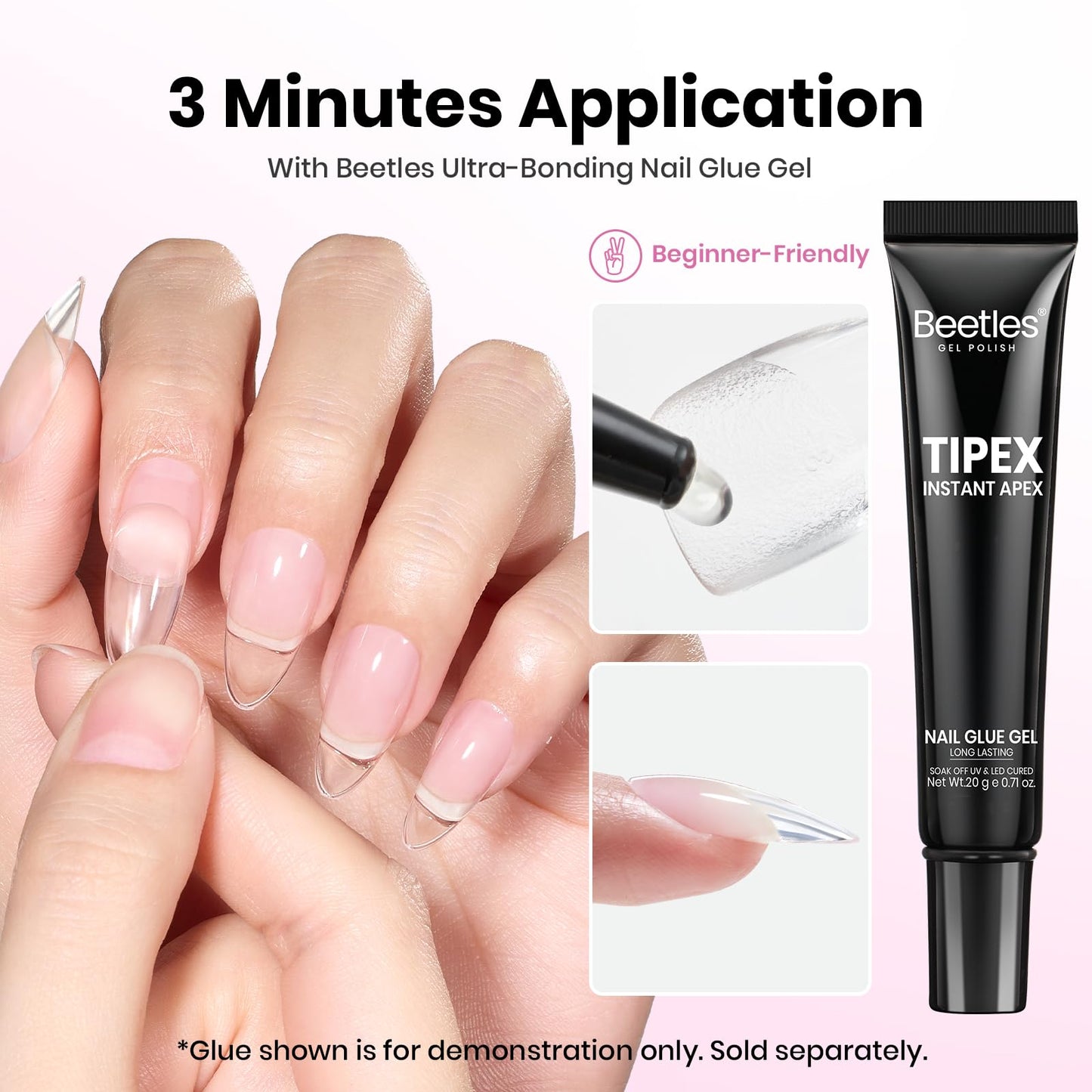 Beetles Tipex Lite Apex Nail Tips – Square Short, 512pcs, Pre-Etched & Pre-Built