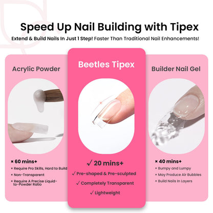 Beetles Tipex Instant Apex Nail Tips Kit - 224 Pcs, Glue & Mini Lamp