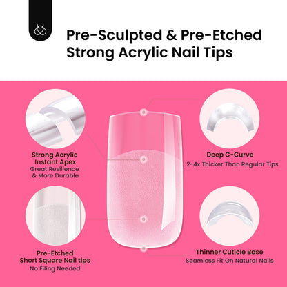 Beetles Tipex Instant Apex Nail Tips Kit - 224 Pcs, Glue & Mini Lamp