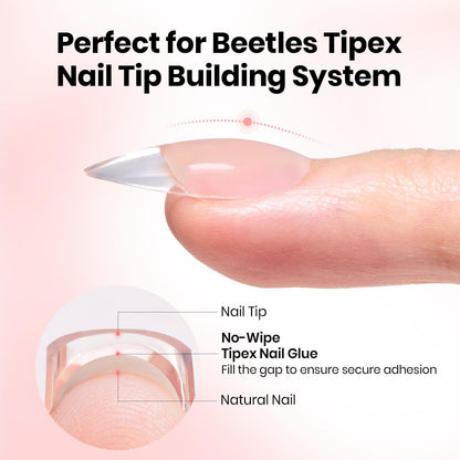 Beetles 20g Tipex Nail Glue Gel – No-Wipe, Hands-Free, Flat-Nail Friendly, UV/LED Cured