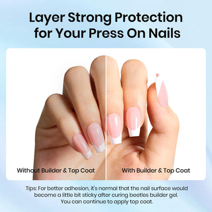 Beetles Builder Gel 7-in-1 with No-Wipe Gloss Top Coat — 15ml, Low-Heat, Hypoallergenic, Nail Brush