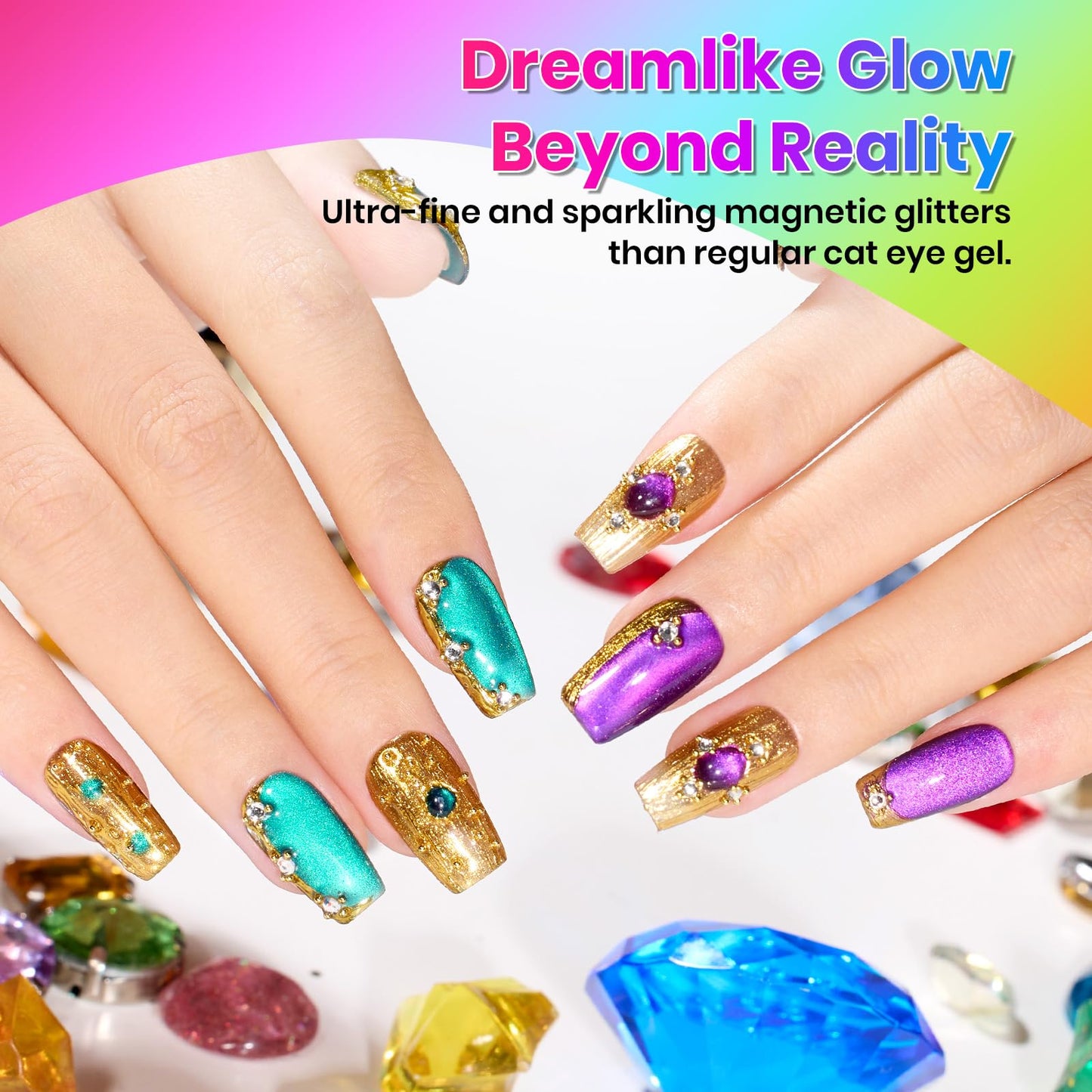 Beetles Fairy Prism Cat Eye Gel Nail Polish Set – 6 Magnetic Colors Kit
