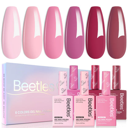 Beetles Valentines Gel Polish Set – Romantic Blush (6 Colors) Hema Free, Cruelty-Free, Long-Lasting Nails