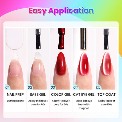 Beetles Fairy Prism Cat Eye Gel Nail Polish Set – 6 Magnetic Colors Kit