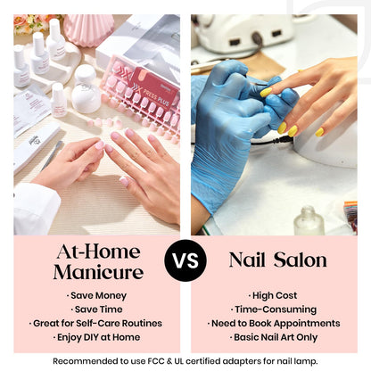 Beetles X Press Gel Nail Kit: 224 French Tip Press-On Nails + Mini UV Lamp | All-in-One DIY Manicure