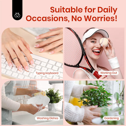 Beetles X Press Gel Nail Kit: 224 French Tip Press-On Nails + Mini UV Lamp | All-in-One DIY Manicure