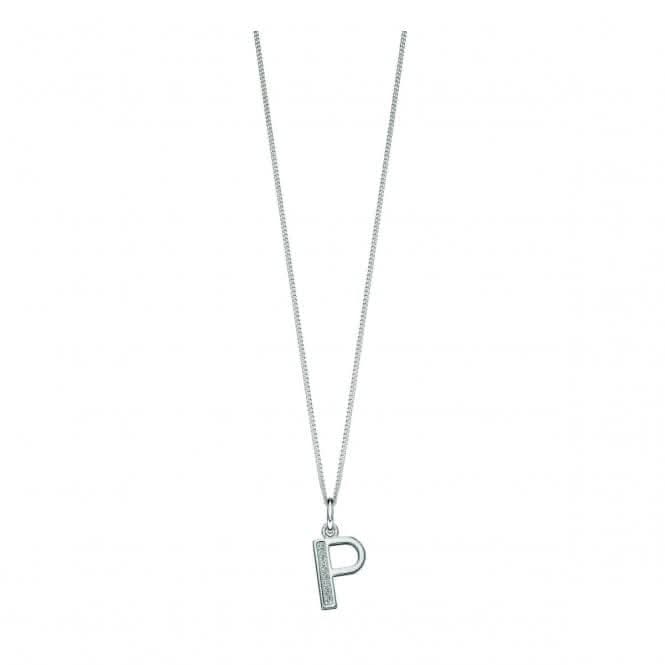 Beginnings Sterling Silver Art Deco Initial P Cubic Zirconia Pendant P4738C