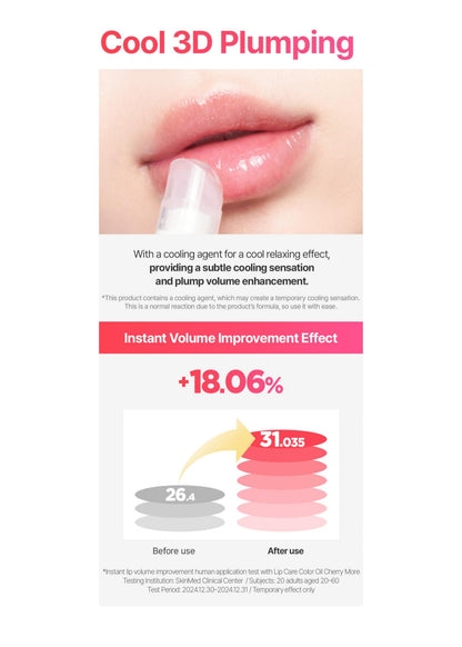 BeginS by JUNGSAEMMOOL Lip Care Color Oil #Pure Coral – Vegan Tinted Lip Oil with Jelly Massager, Cooling Hydration