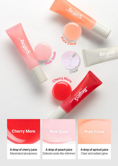BeginS Lip Care Oil Clear – Vegan Hydrating Lip Oil with Jelly Massager (0.34 fl oz)