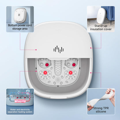 Beici Collapsible Foot Spa Massage — Water-Electricity Separation, 3-Level Temperature Control, Bubble Jet, Remote, Red Light, 60-Min Timer