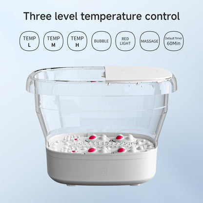 Beici Collapsible Foot Spa Massage — Water-Electricity Separation, 3-Level Temperature Control, Bubble Jet, Remote, Red Light, 60-Min Timer