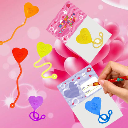 BEIGUO Valentine's Day Cards for Kids — 28 Pack Heart-Shaped Sticky Hands & Cards