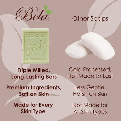 BELA Soap Bar Variety Pack – Goat Milk, Honey & Sea Salt, Triple Milled
