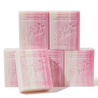 BELA Pomegranate Soap 3.3 oz Pack of 6 – French Triple Milled with Organic Shea Butter – Made in Australia