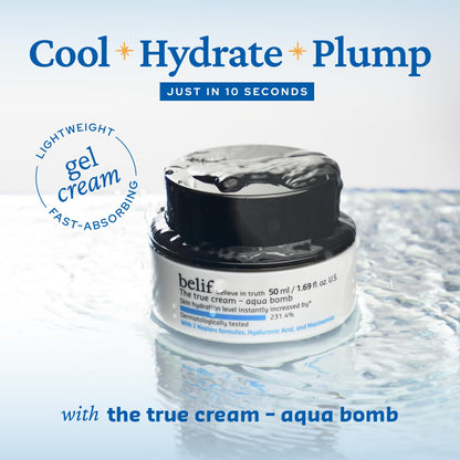 belif Aqua Bomb – Lightweight Gel Moisturizer with Niacinamide, Hyaluronic Acid & Squalane | 72H Hydration + Cooling