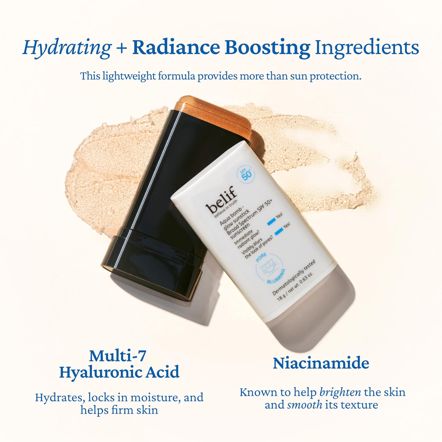 belif Aqua Bomb Niacinamide Sunscreen Stick SPF 50+ PA++++ – Lightweight Hydration, No White Cast