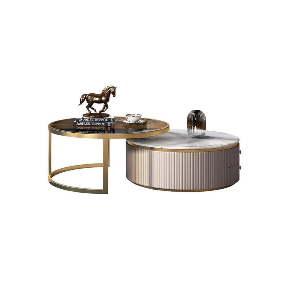 Bell Nesting Coffee Table Set, White & Gold