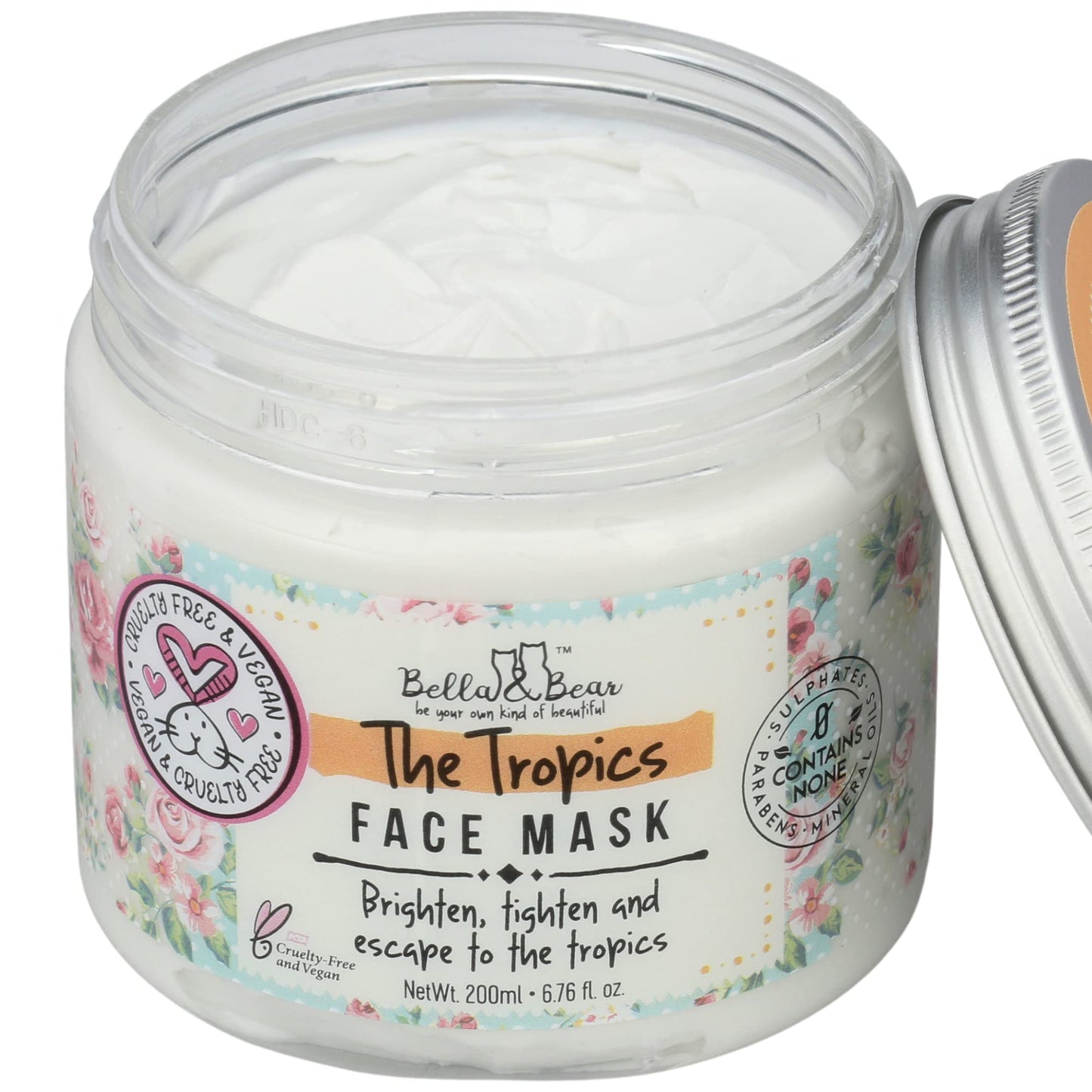 Bella & Bear Tropics Face Mask – White, 7.7 oz | Brighten & Refine Skin