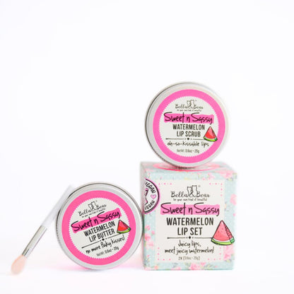 Bella & Bear Sweet n Sassy Watermelon Lip Set – Vegan Scrub & Lip Butter Gift