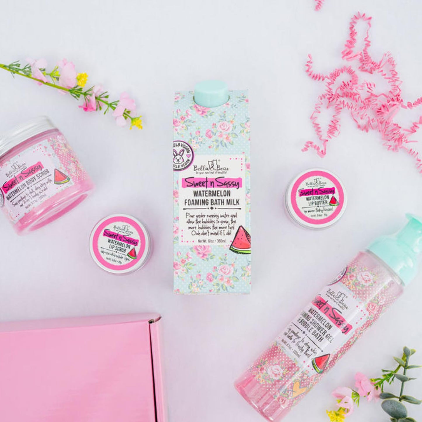 Bella & Bear Sweet n Sassy Watermelon Lip Set – Vegan Scrub & Lip Butter Gift