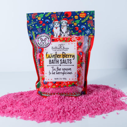 Bella & Bear Winter Berry Bath Salts – Festive Cruelty-Free Pack of 2 | Stocking Stuffer Gift