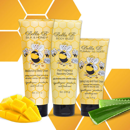 Bella B Bundle: Silk & Honey Body Cream, Body Buzz Recovery Cream, and Tummy to Toes Leg & Foot Cream