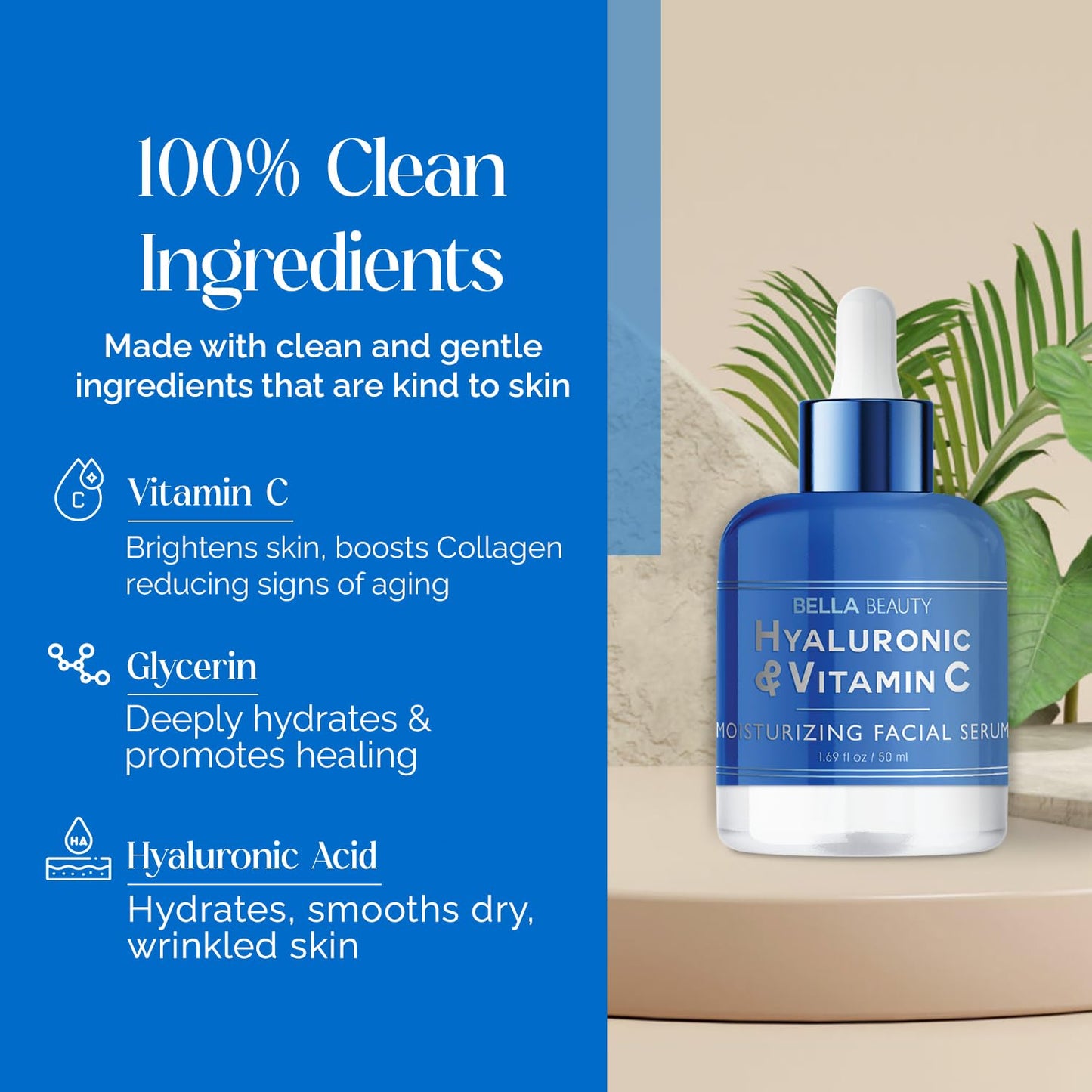 Bella Beauty Hyaluronic Acid & Vitamin C Serum – Deep Hydration for All Skin Types