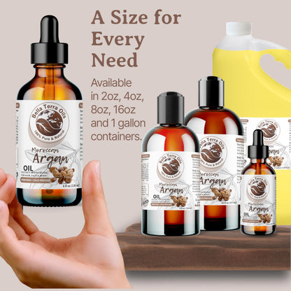 Bella Terra Oils Argan Oil – 1 Gallon | Non-Greasy, Quick Absorbing for Hair, Skin & Nails
