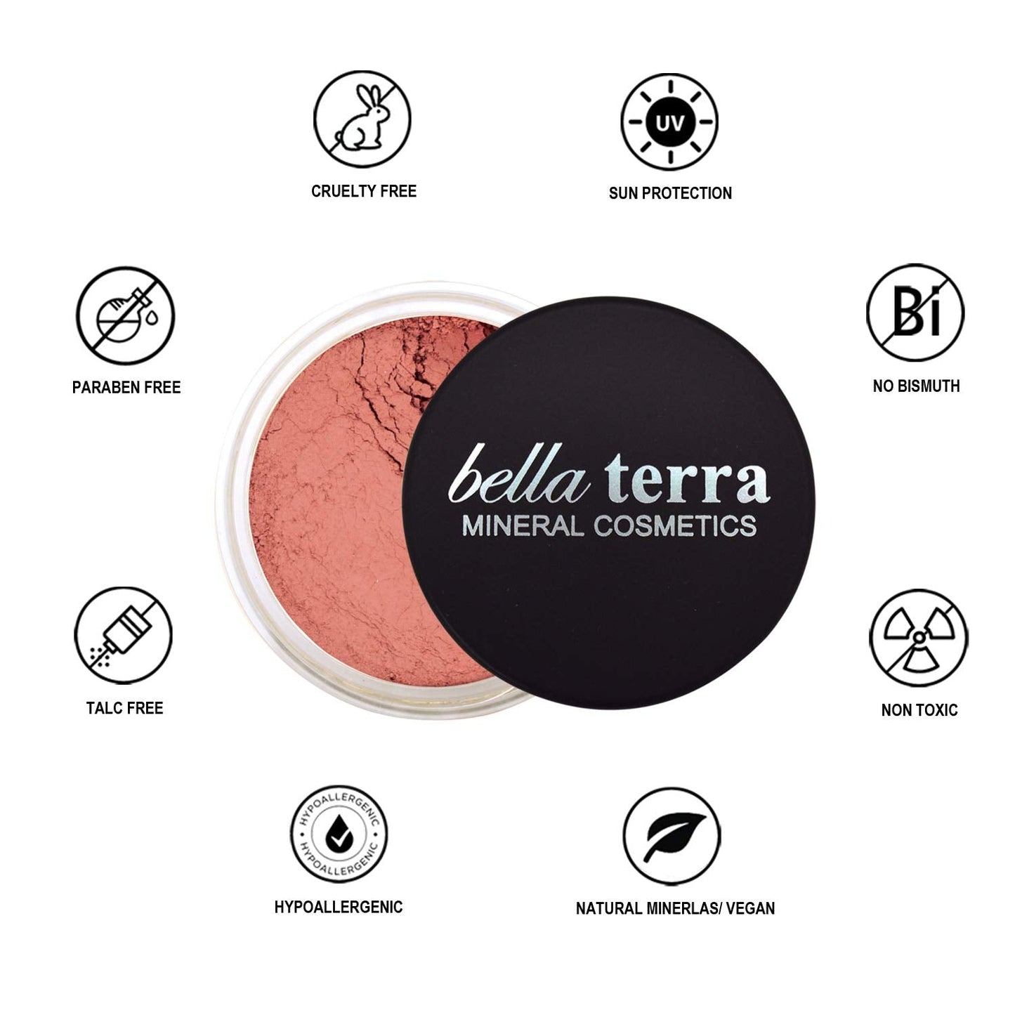 Bellaterra Cosmetics Mineral Loose Blush 9g | Buildable Color, Long-Wearing, Illuminating Finish