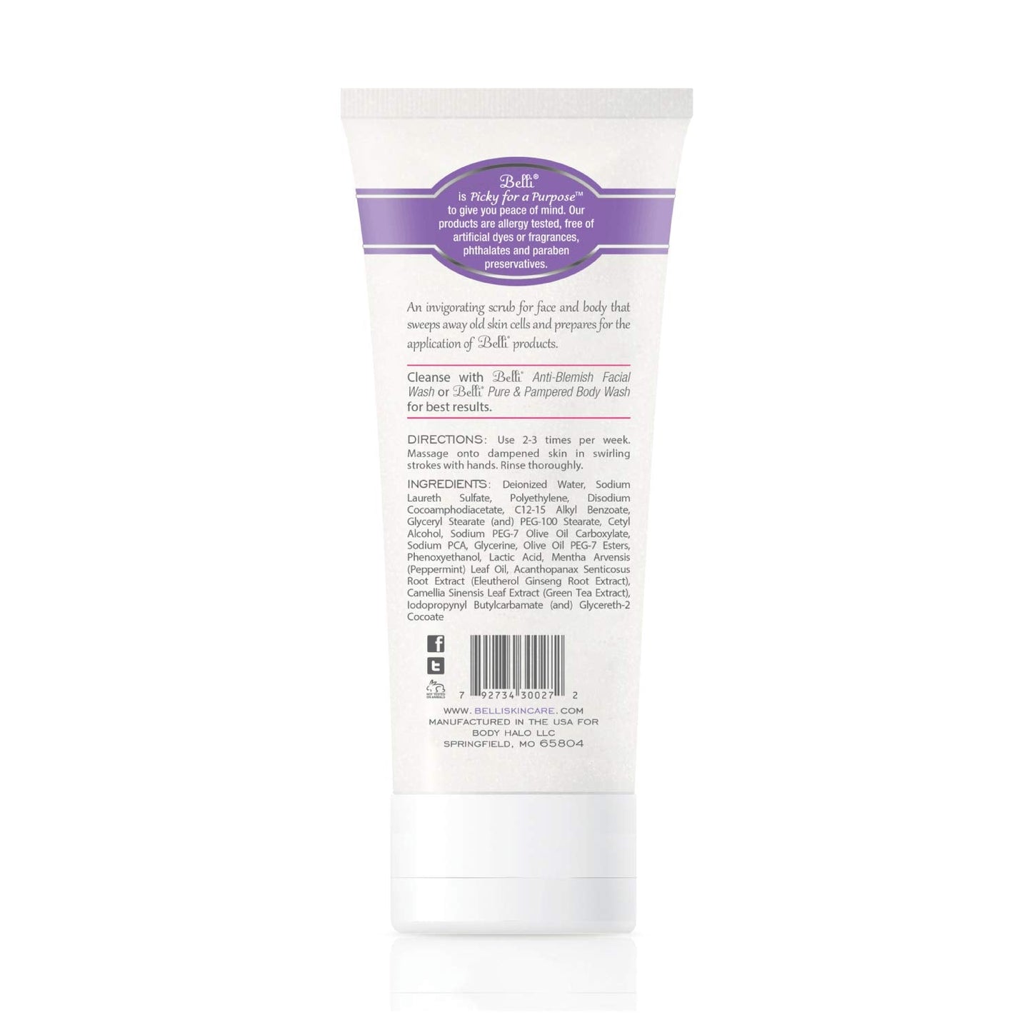 Belli Fresh Start Pre-Treatment Scrub | Gentle Exfoliating Cleanser for All Skin Types, 6.5 oz