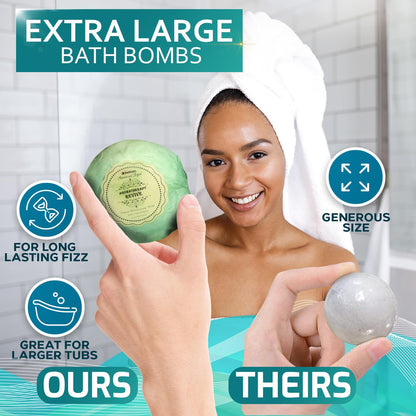 Bellisso Bath Bombs Gift Set – Six XXL 4.1 oz Fizzies, Dead Sea Salt, Cocoa & Shea Oils