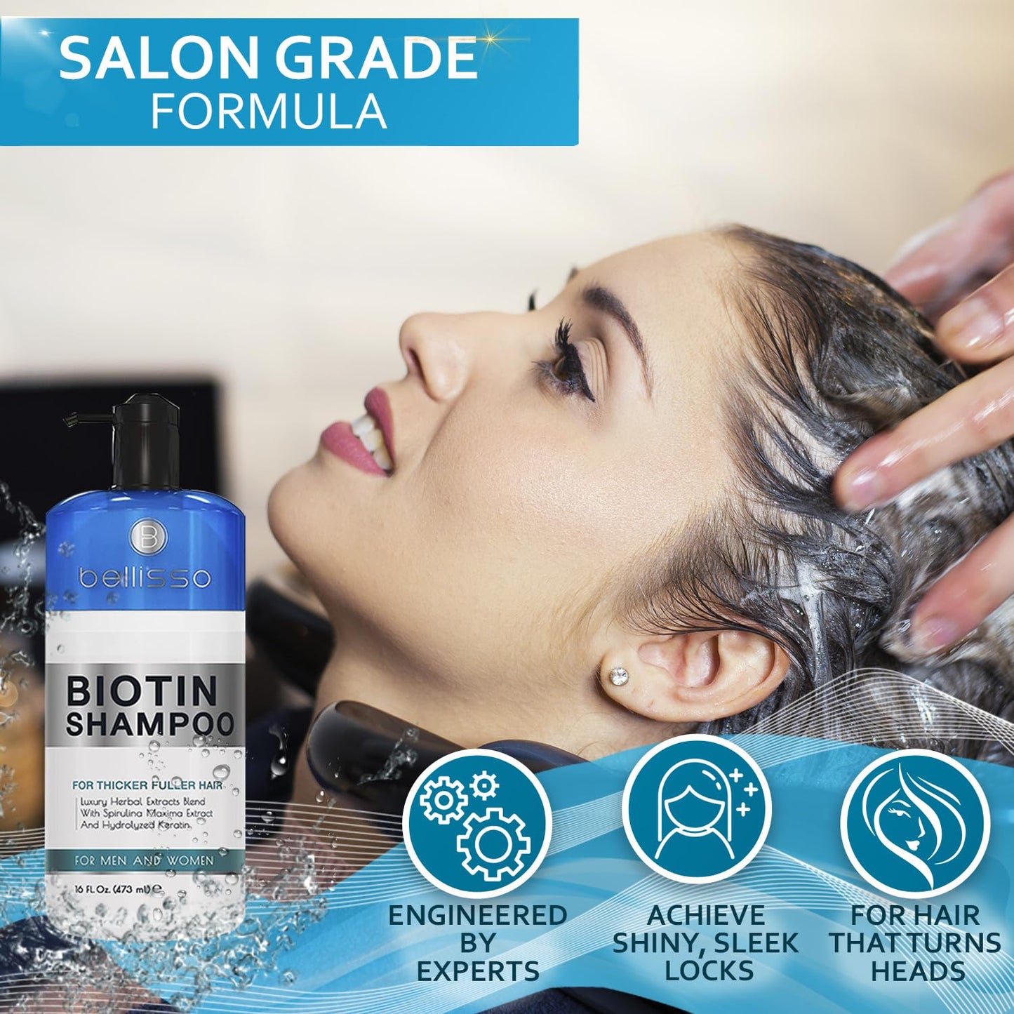 Bellisso Biotin Shampoo – Thicker, Stronger Hair with Volumizing Formula