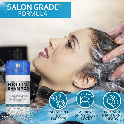 Bellisso Biotin Shampoo – Thicker, Stronger Hair with Volumizing Formula