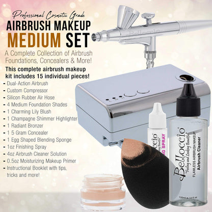 Belloccio Professional Airbrush Makeup System — 4 Foundation Shades & Bonus Items