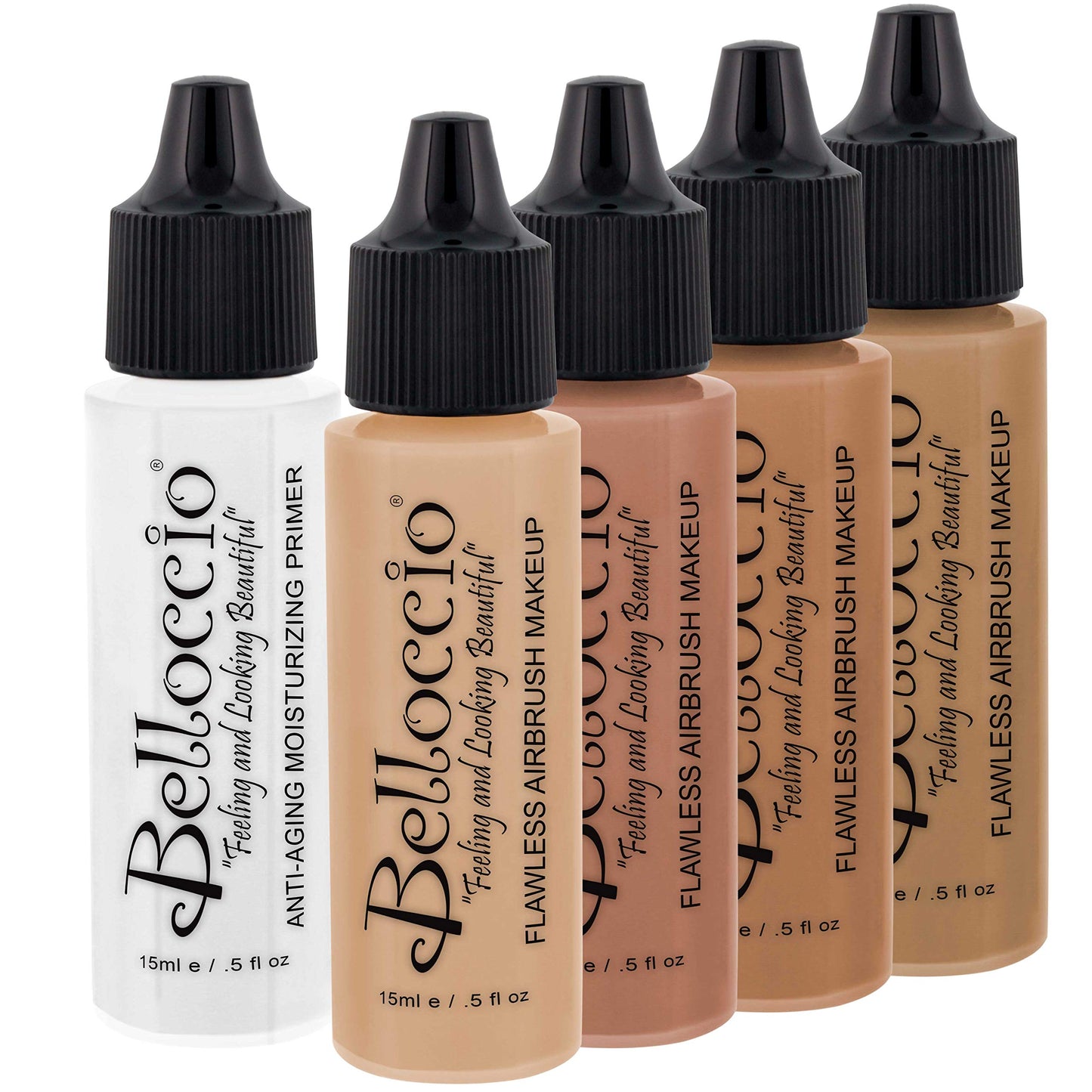 Belloccio Medium Color Shade Foundation Set — Airbrush Foundation with Primer
