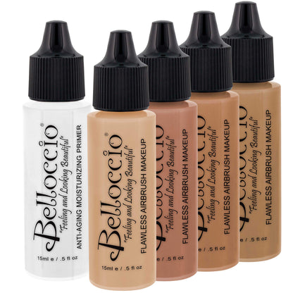 Belloccio Medium Color Shade Foundation Set — Airbrush Foundation with Primer