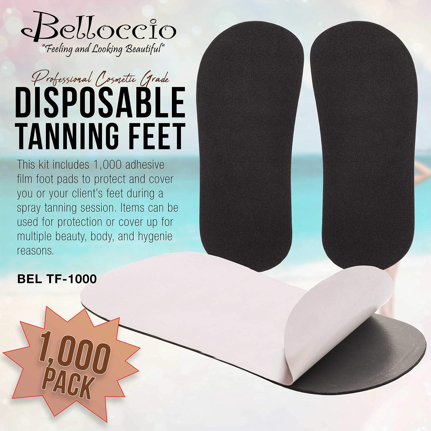 Belloccio Disposable Tanning Feet Pads – 500 Pairs (1000 Feet Total) for Sunless Tanning