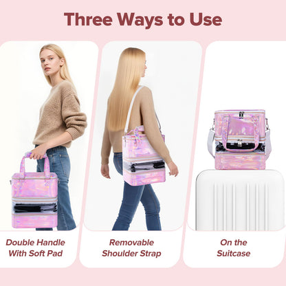 Beloving Nail Polish Organizer Case – 3-Layer Removable Storage for 60 Bottles & Nail Lamp