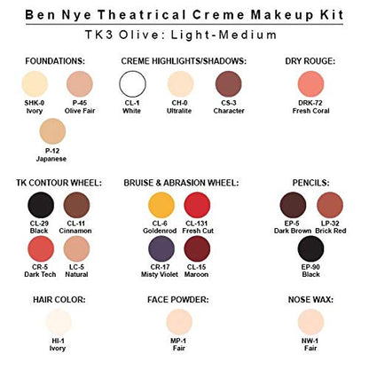 Ben Nye Theatrical Creme Makeup Kit TK-3 – Pro Stage Makeup Set