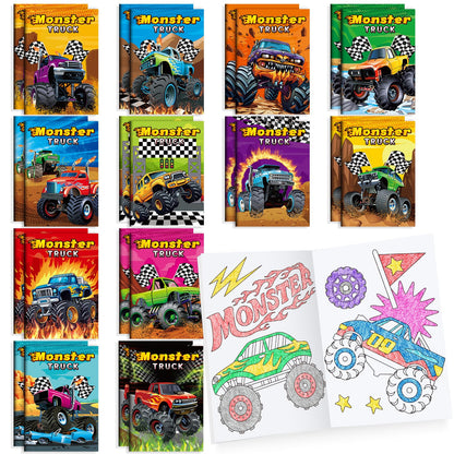 BenLouis 24 Pcs Monster Truck Mini Coloring Books for Kids | Party Favors & Travel
