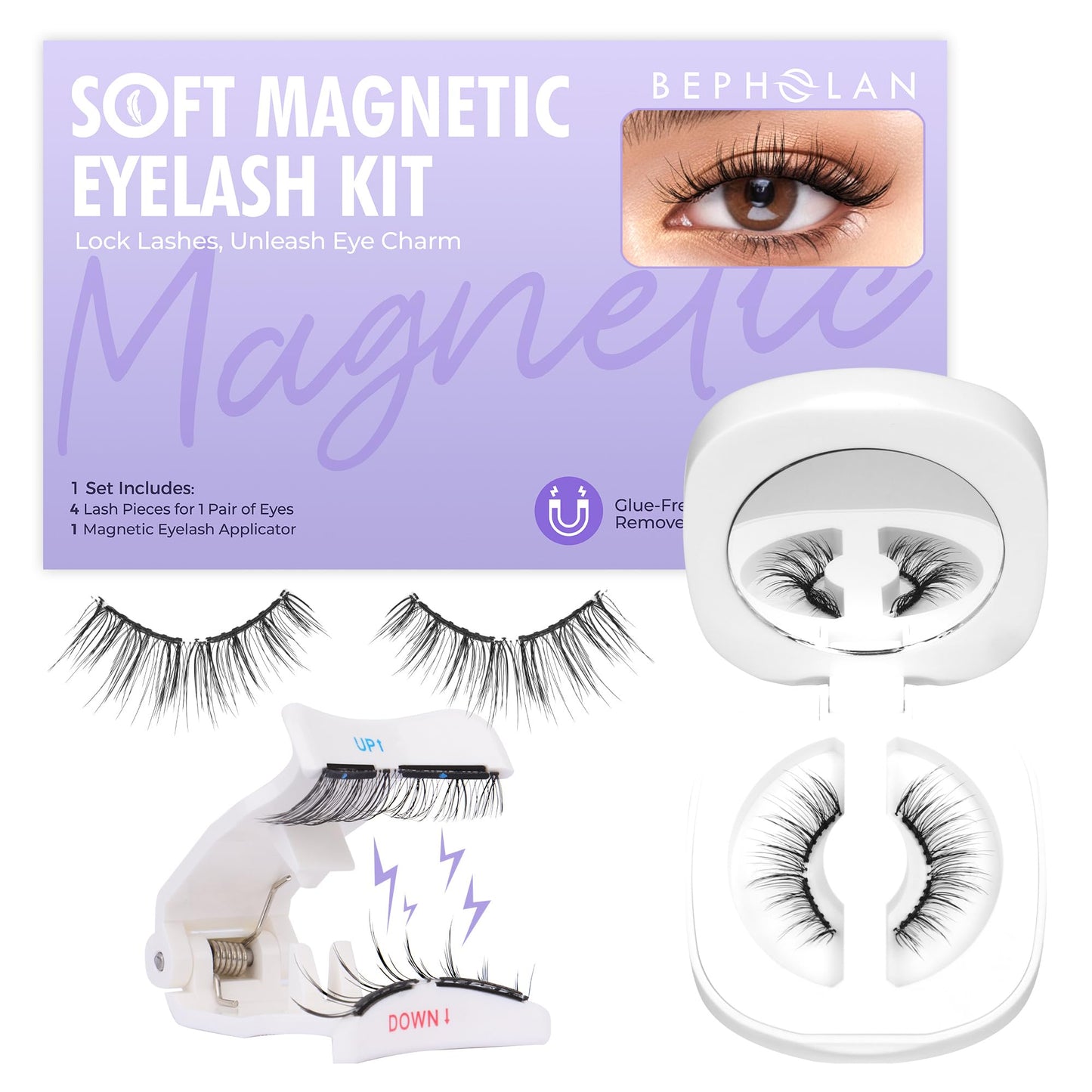 Bepholan CS100 Soft Magnetic Lashes – Glue-Free, Reusable with Applicator